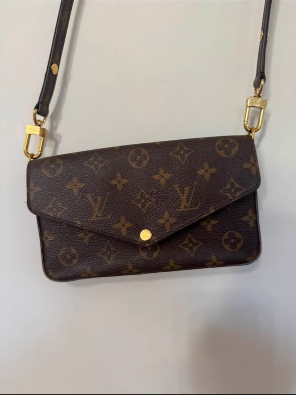Louis Vuitton Monogram Envelope Crossbody in Brown with Gold Hardware